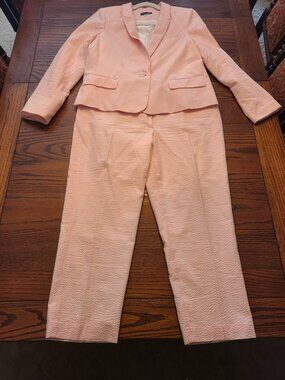 Tommy Hilfiger Pink White Seersucker 2-Piece Pant Suit Set Blazer Pants
